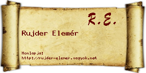 Rujder Elemér névjegykártya